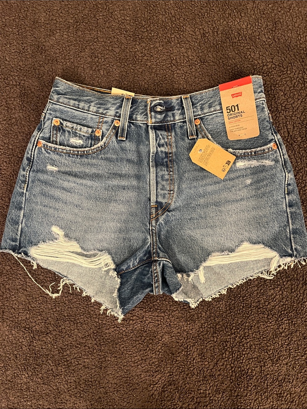 Levi's 501 Original Cutoff Distressed Denim Mini Shorts High Rise